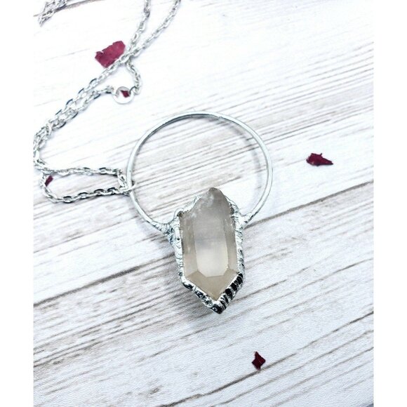 Quartz Statement Crystal Necklace Handmade Boho Jewelry - Picture 9 of 12